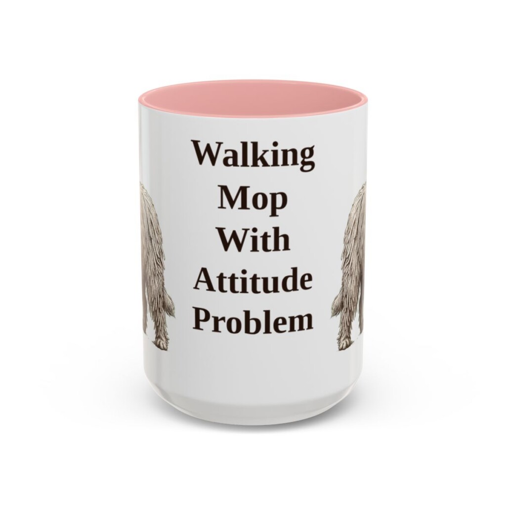 15oz Funny Komondor Mug, Pink, front view