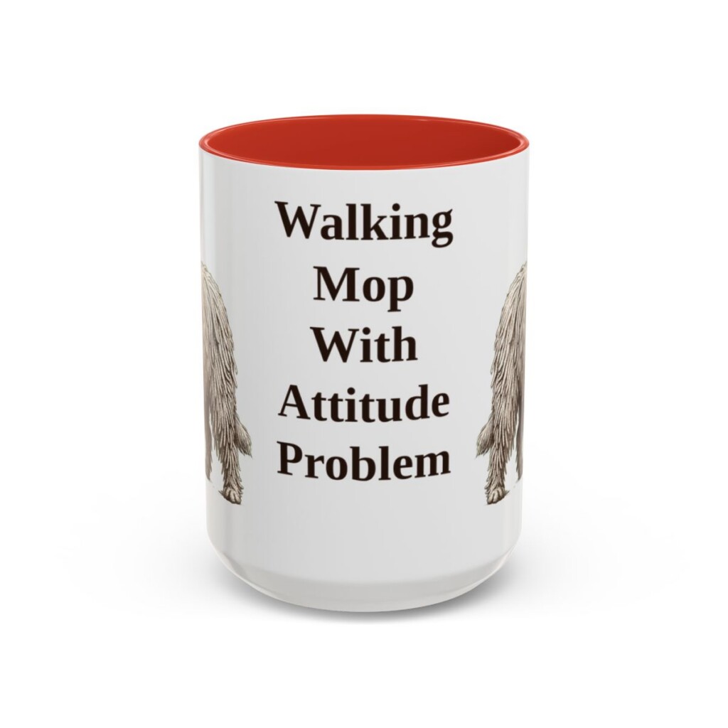 15oz Funny Komondor Mug, Red, front view