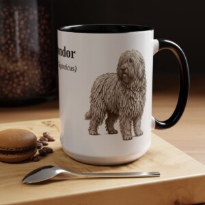 15oz Komondor Latin Mug, Black, lifestyle photo
