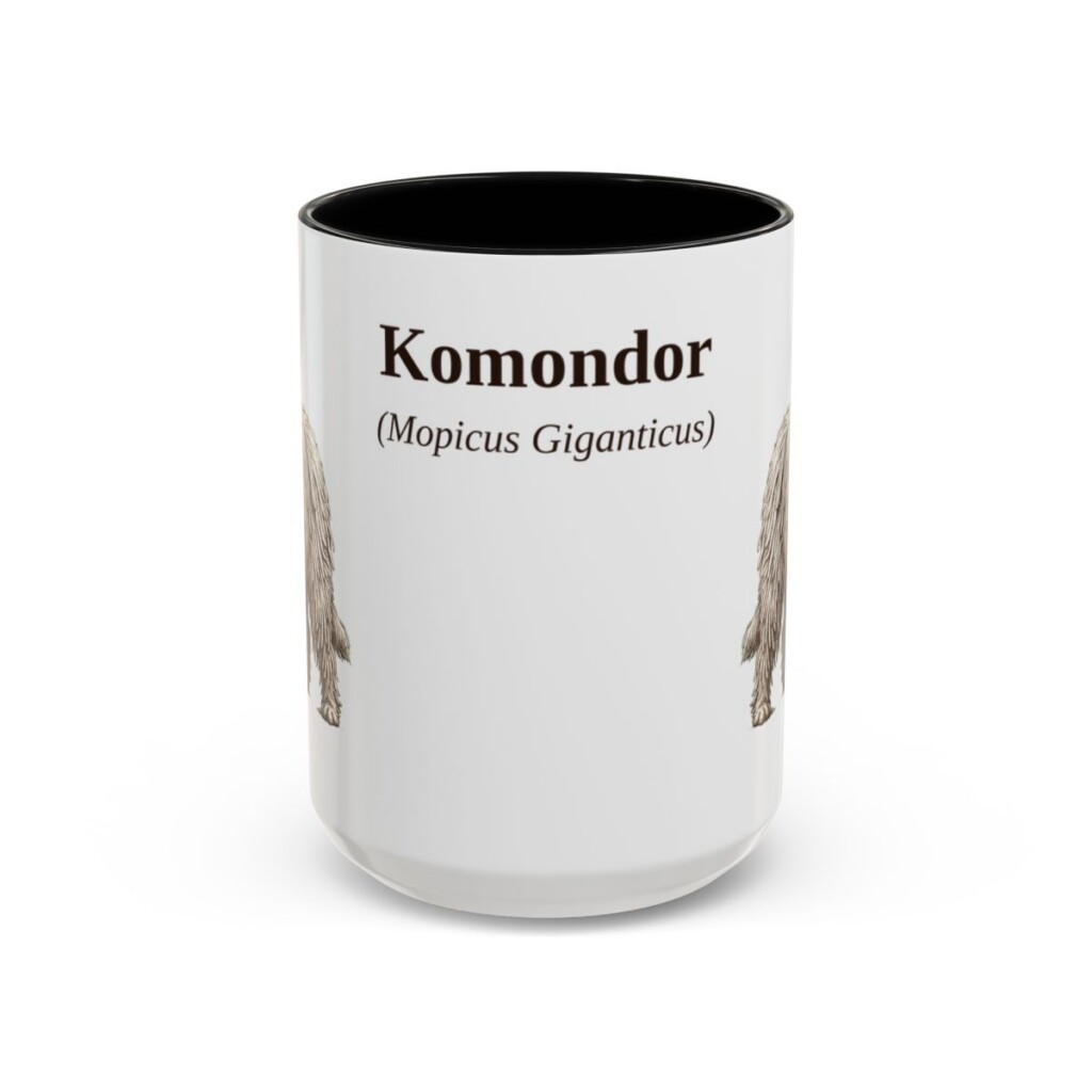 15oz Komondor Latin Mug, Black, front view