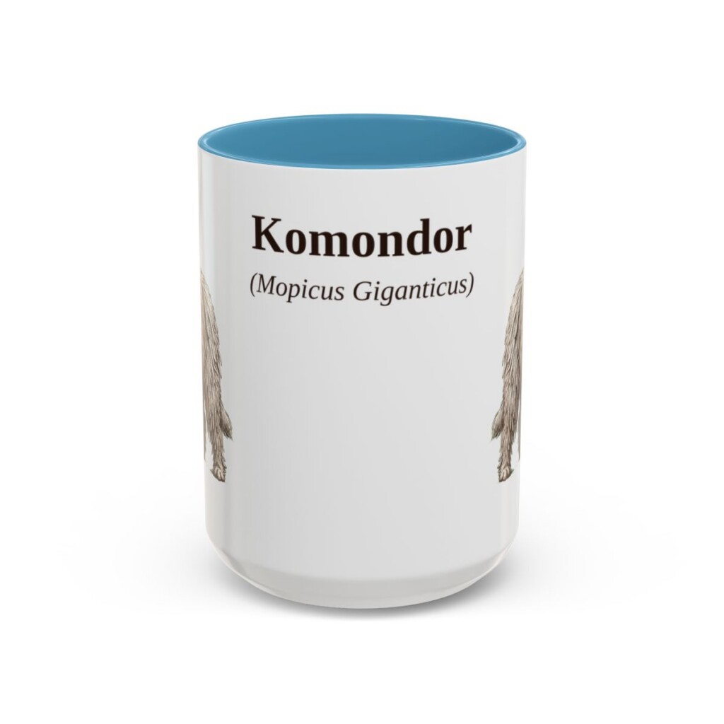 15oz Komondor Latin Mug, Light Blue, front view
