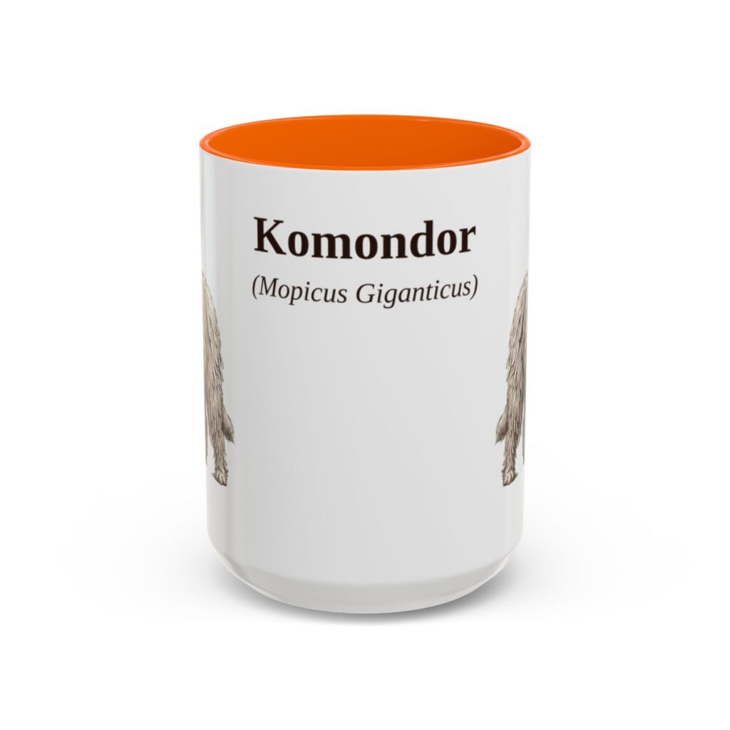 15oz Komondor Latin Mug, Orange, front view