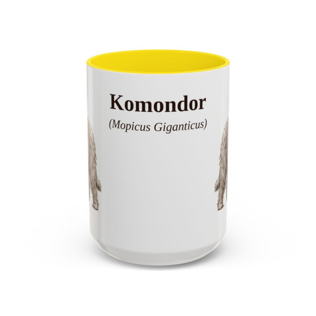 15oz Komondor Latin Mug, Yellow, front view