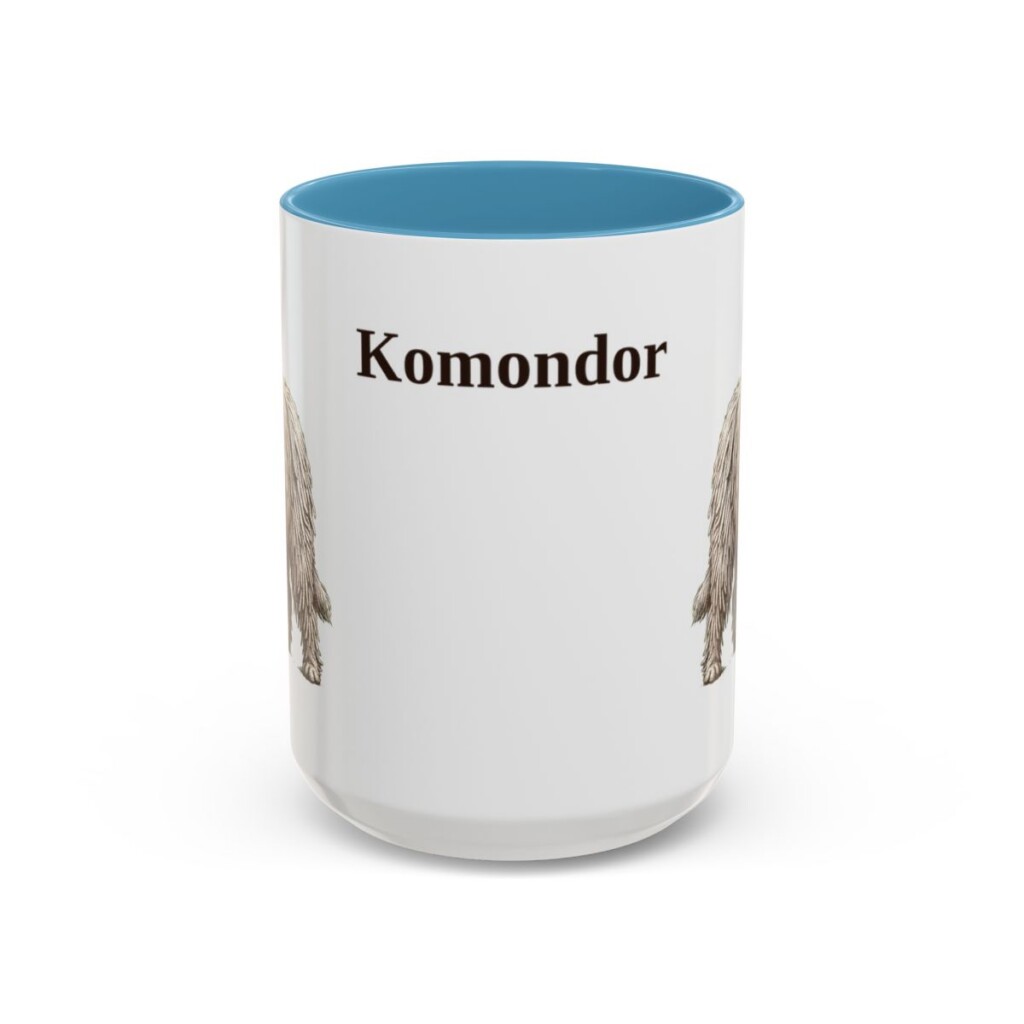 15oz Komondor Mug, Light Blue, front view