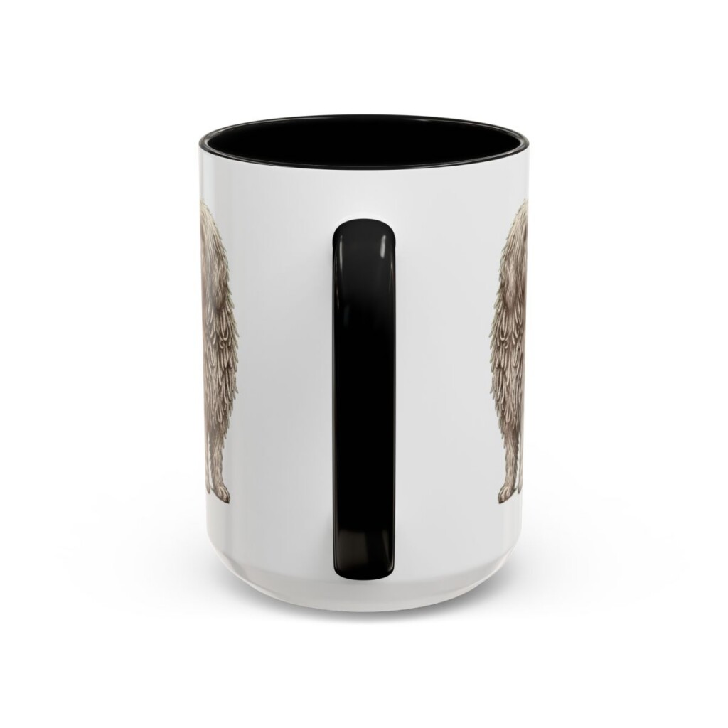 15oz Komondor Dog Mom Mug, Black, back view