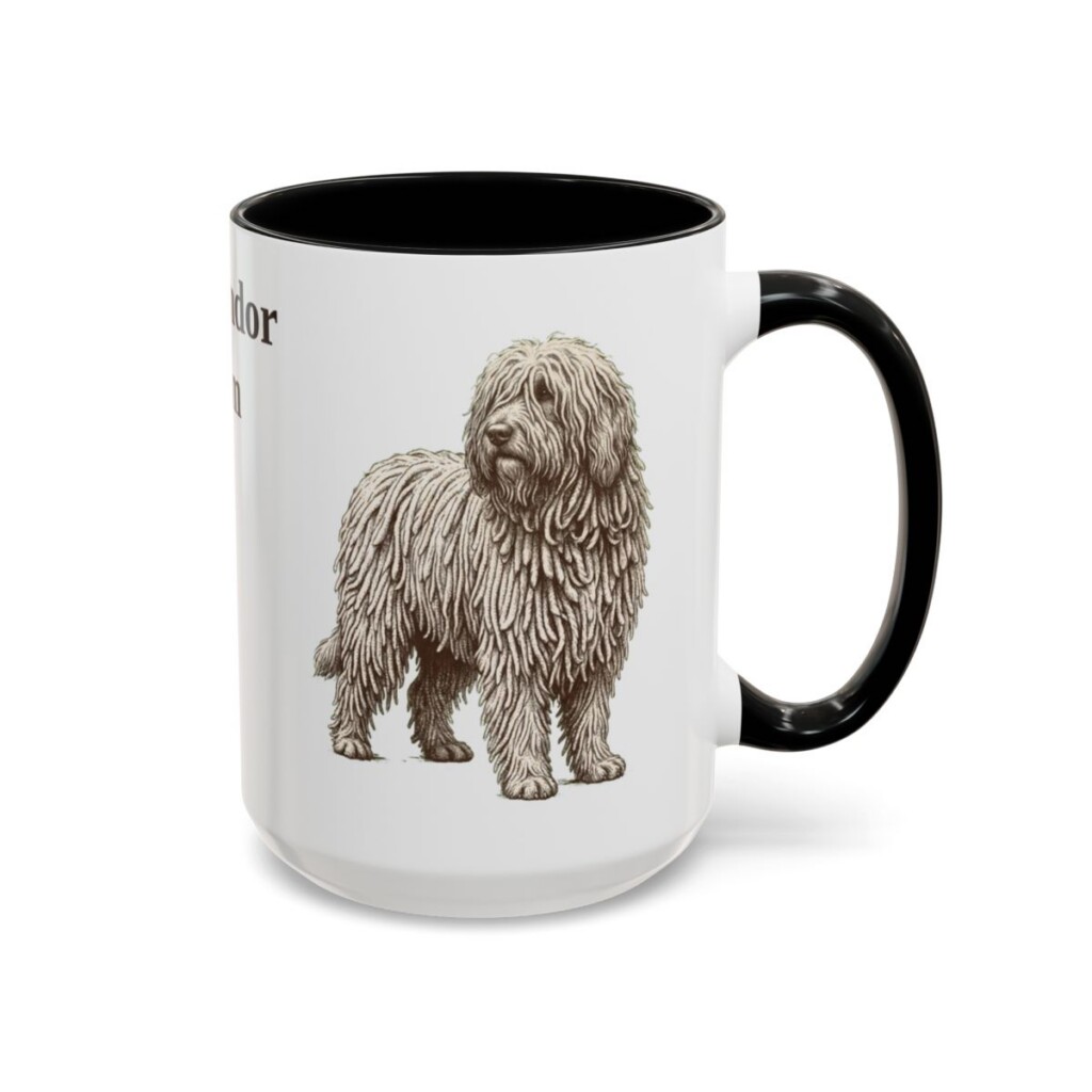 15oz Komondor Dog Mom Mug, Black, right side view