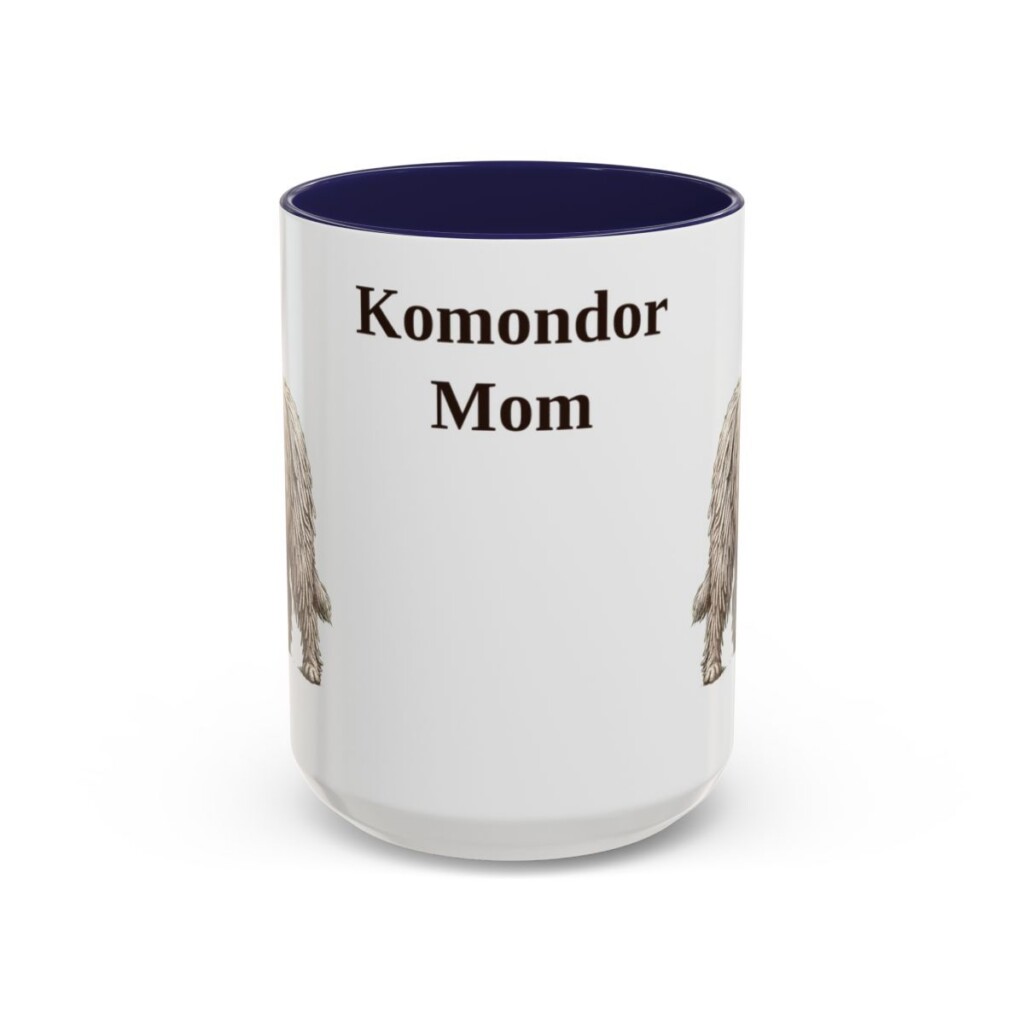 15oz Komondor Dog Mom Mug, Navy, front view
