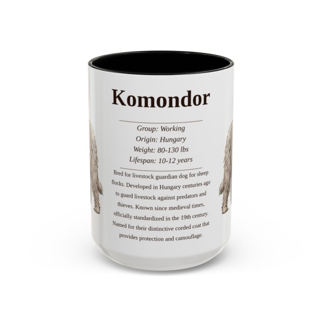 15oz Komondor Mug, Black, front view