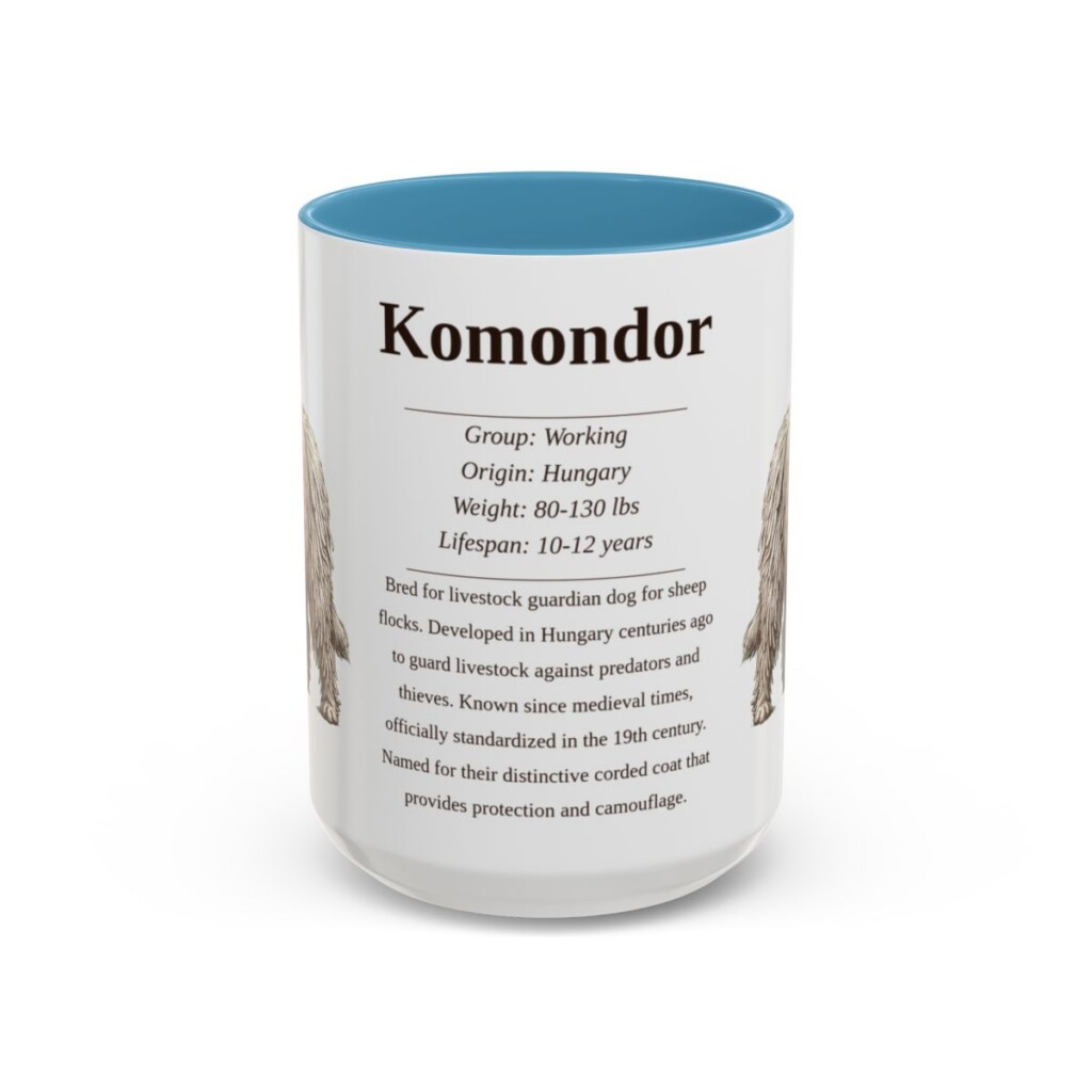 15oz Komondor Mug, Light Blue, front view