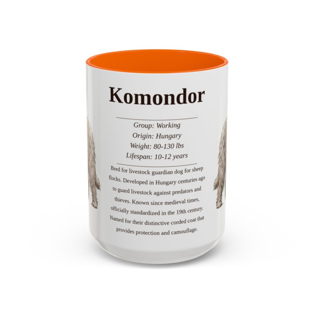 15oz Komondor Mug, Orange, front view
