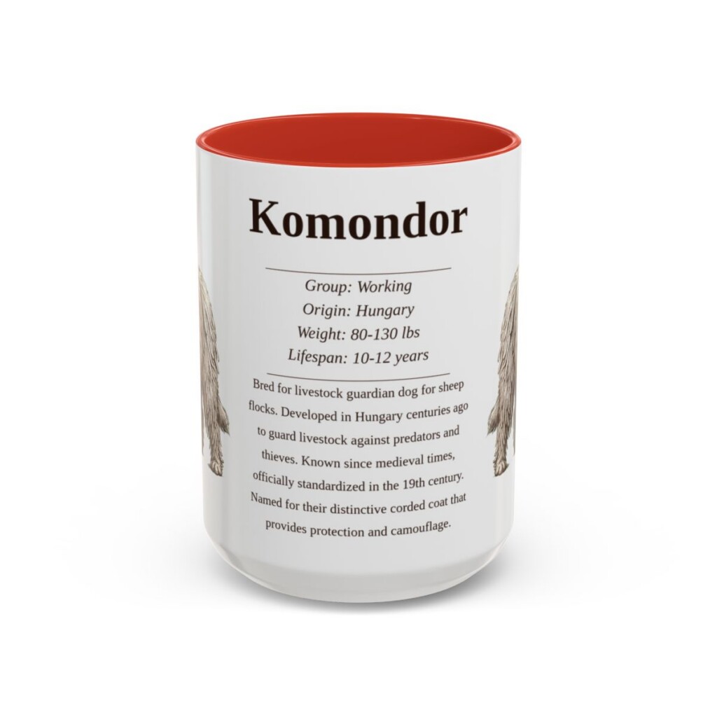15oz Komondor Mug, Red, front view