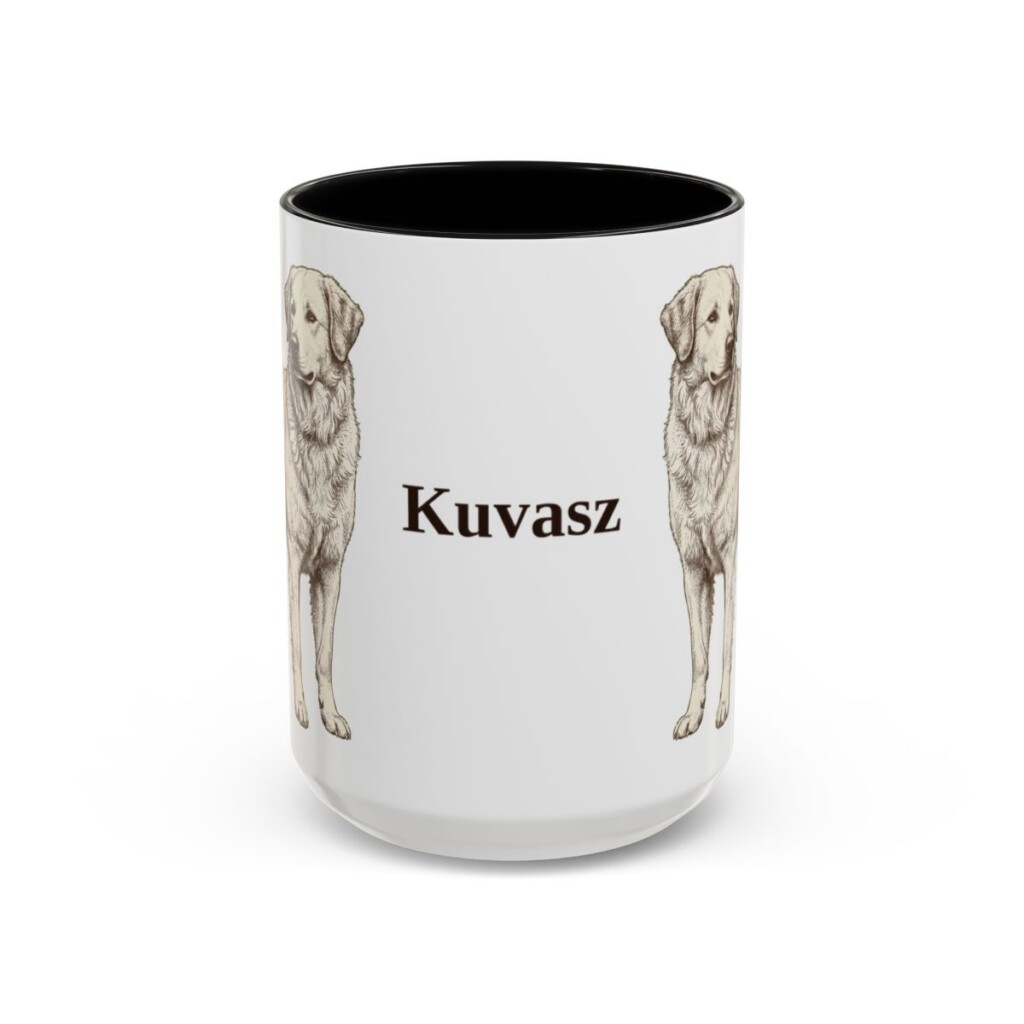 15oz Kuvasz Mug, Black, front view
