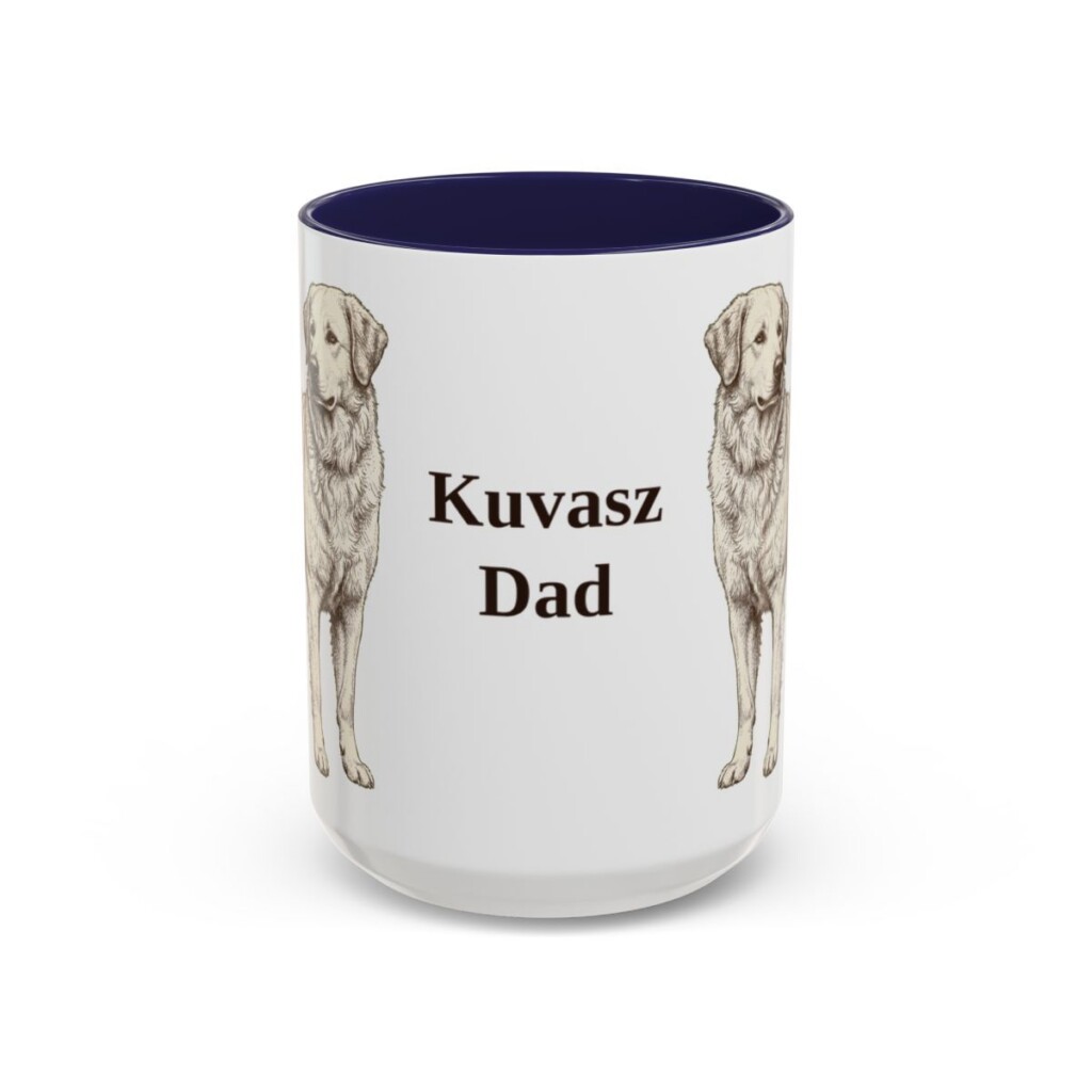 15oz Kuvasz Dog Dad Mug, Navy, front view