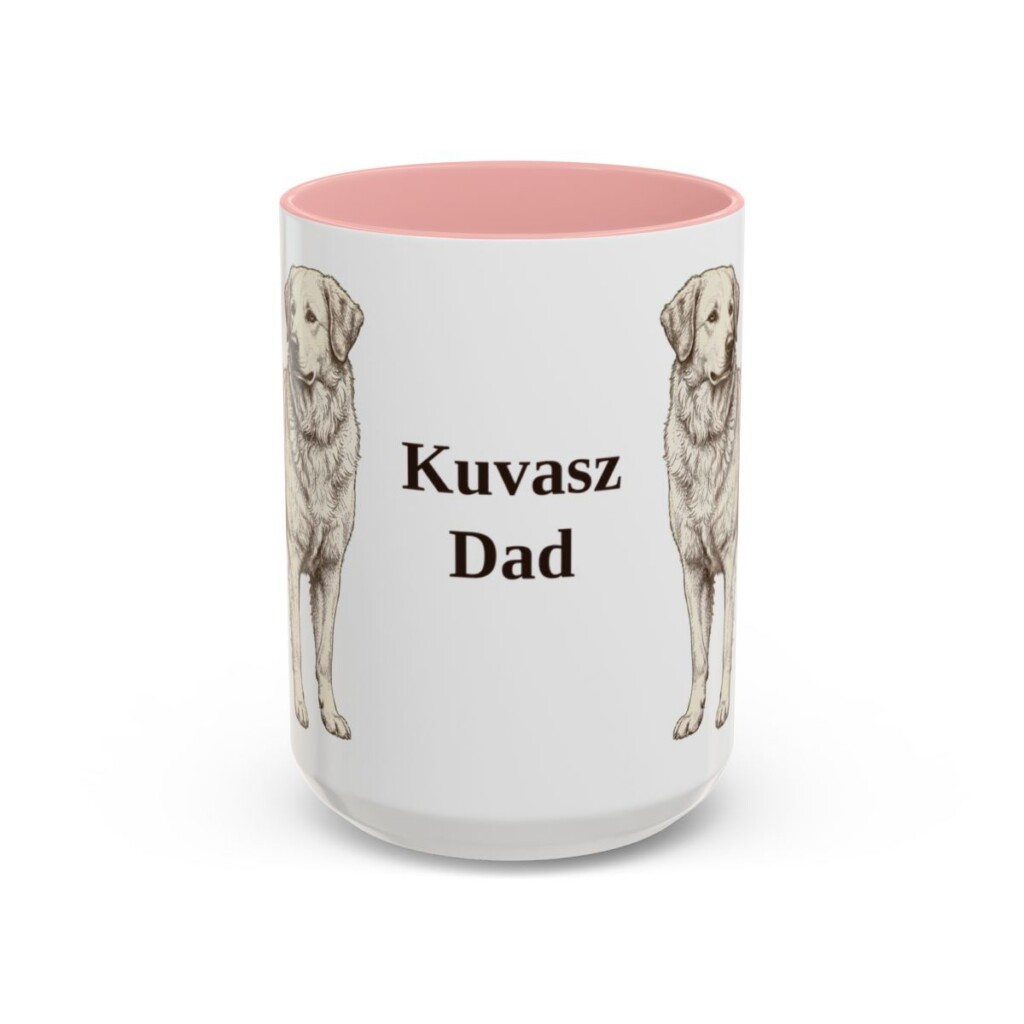15oz Kuvasz Dog Dad Mug, Pink, front view