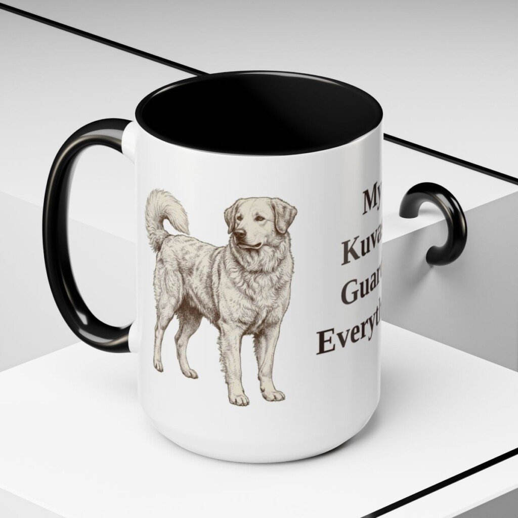 15oz Funny Kuvasz Mug, Black, lifestyle photo