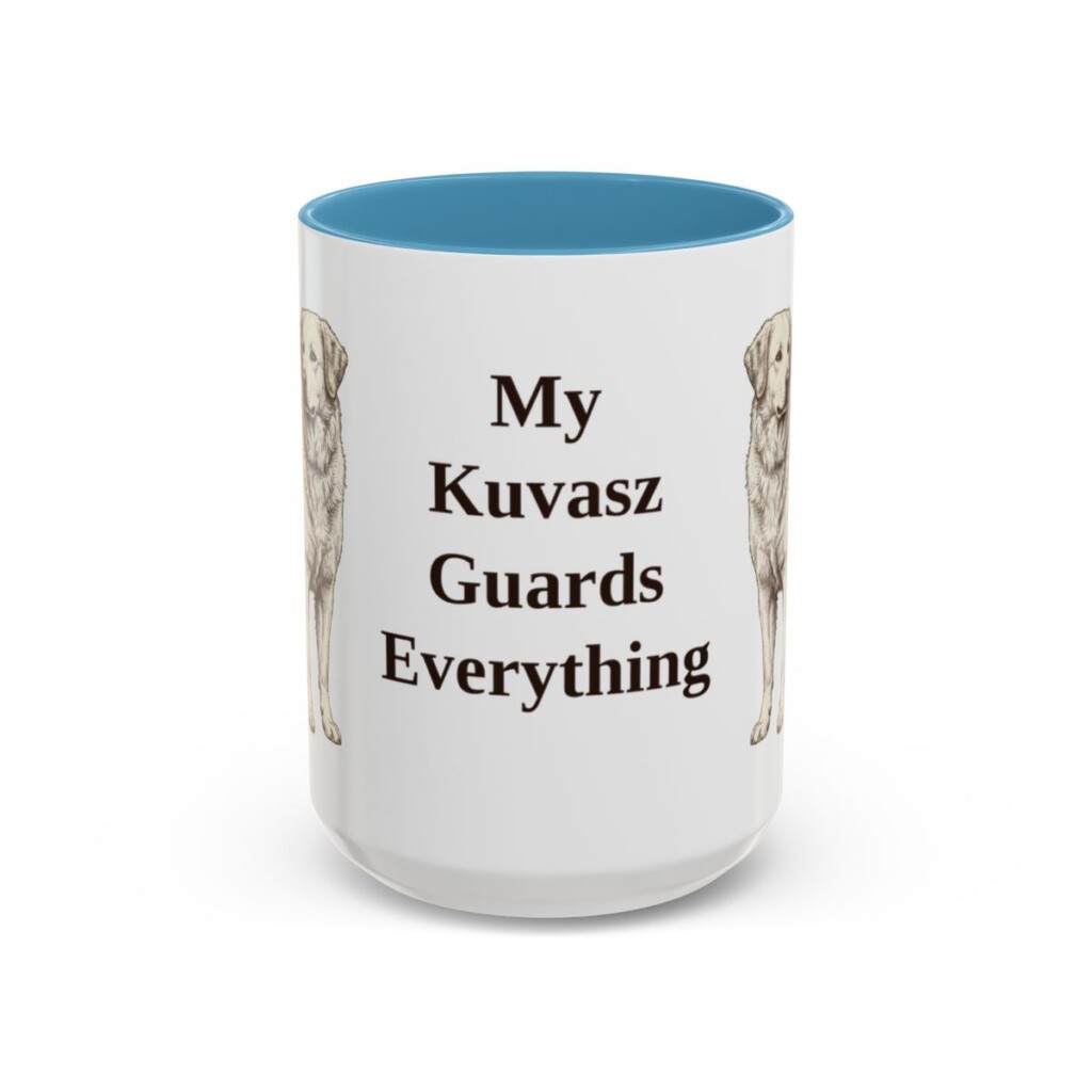 15oz Funny Kuvasz Mug, Light Blue, front view