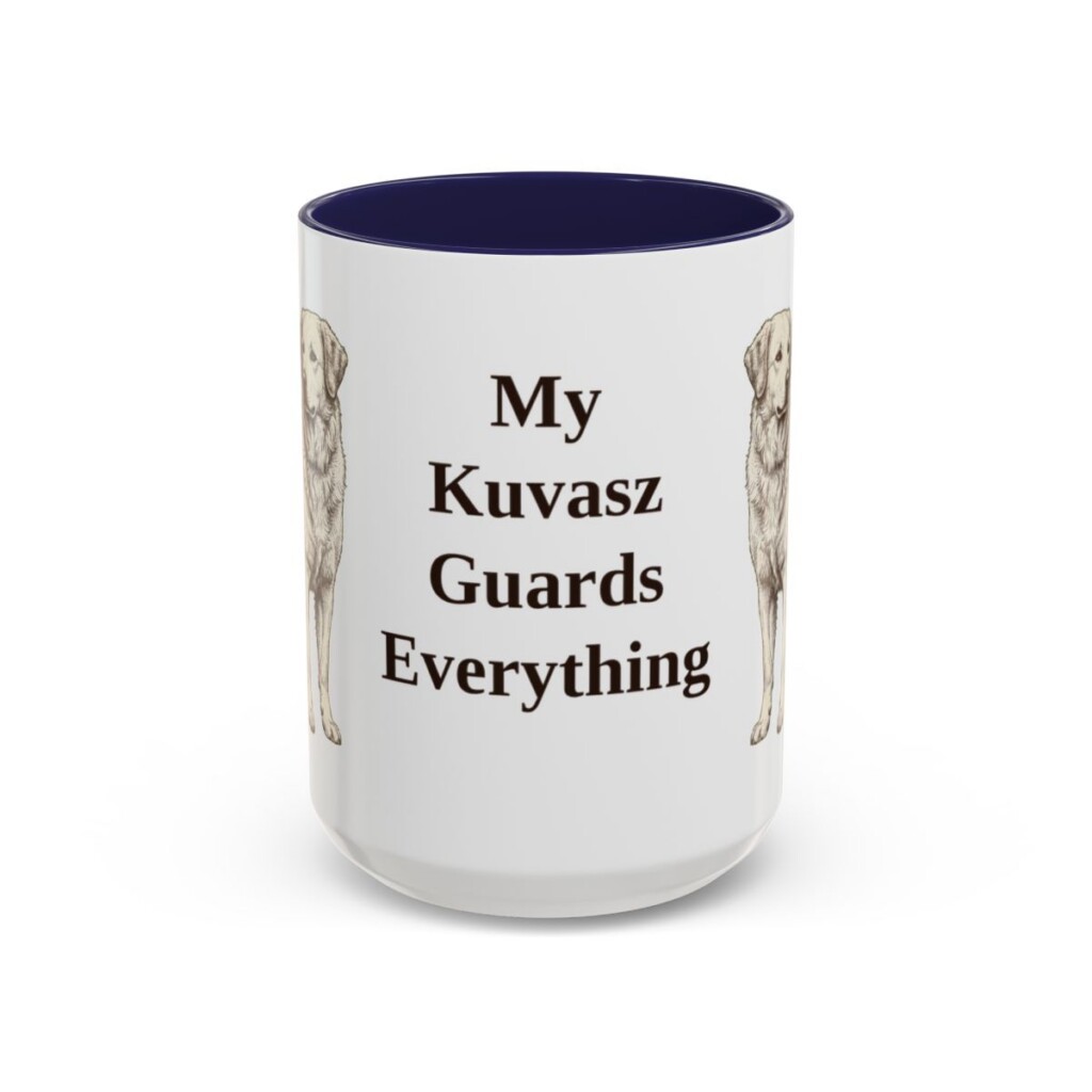 15oz Funny Kuvasz Mug, Navy, front view