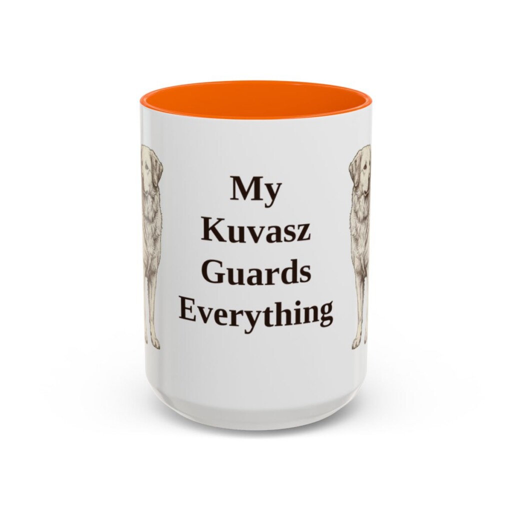 15oz Funny Kuvasz Mug, Orange, front view
