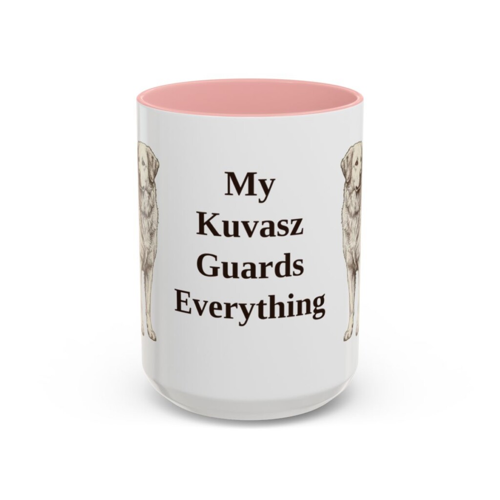 15oz Funny Kuvasz Mug, Pink, front view