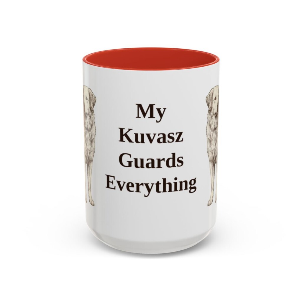15oz Funny Kuvasz Mug, Red, front view