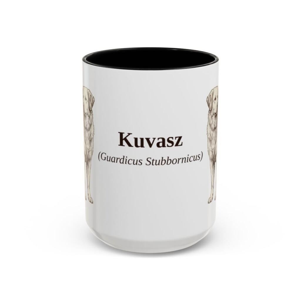 15oz Kuvasz Latin Mug, Black, front view