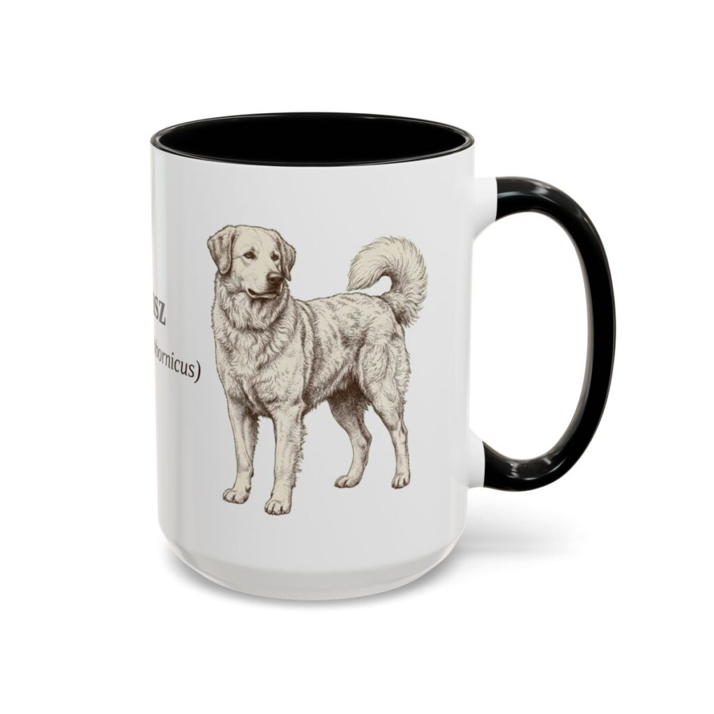 15oz Kuvasz Latin Mug, Black, right side view