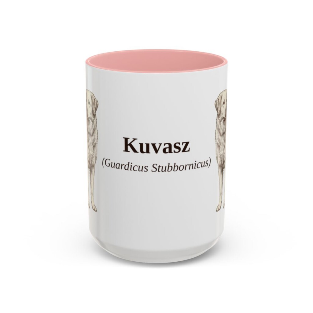 15oz Kuvasz Latin Mug, Pink, front view