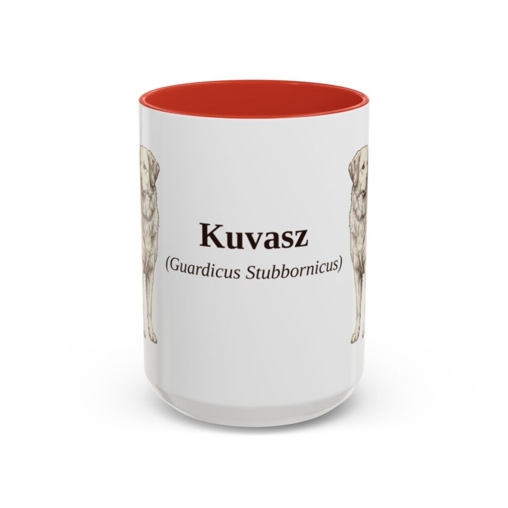 15oz Kuvasz Latin Mug, Red, front view