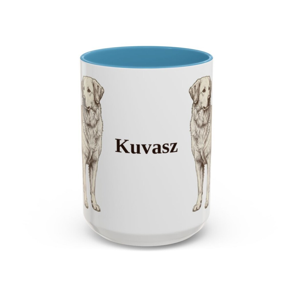 15oz Kuvasz Mug, Light Blue, front view