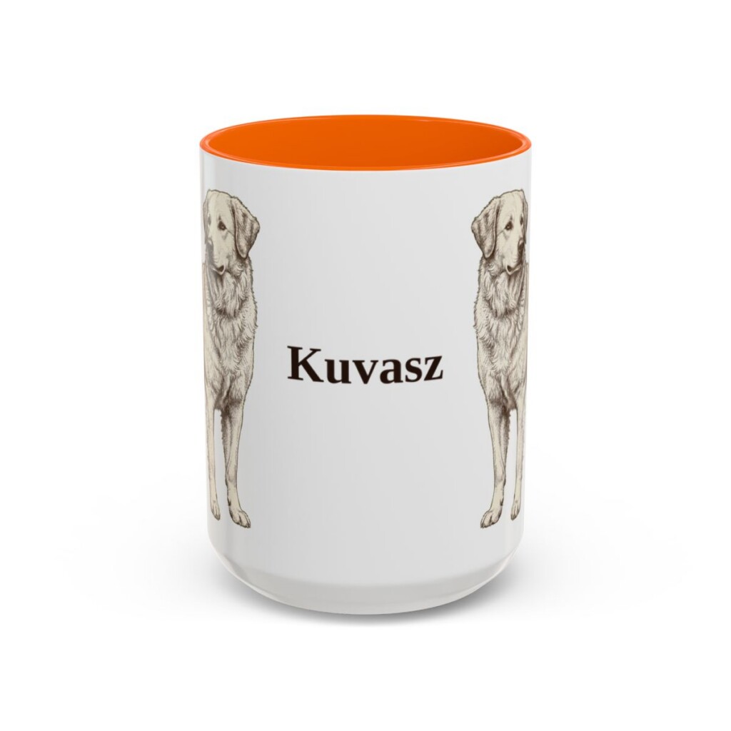 15oz Kuvasz Mug, Orange, front view