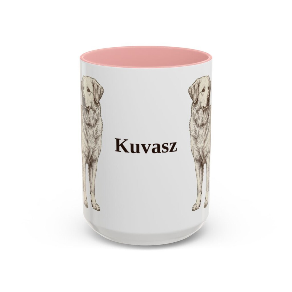 15oz Kuvasz Mug, Pink, front view