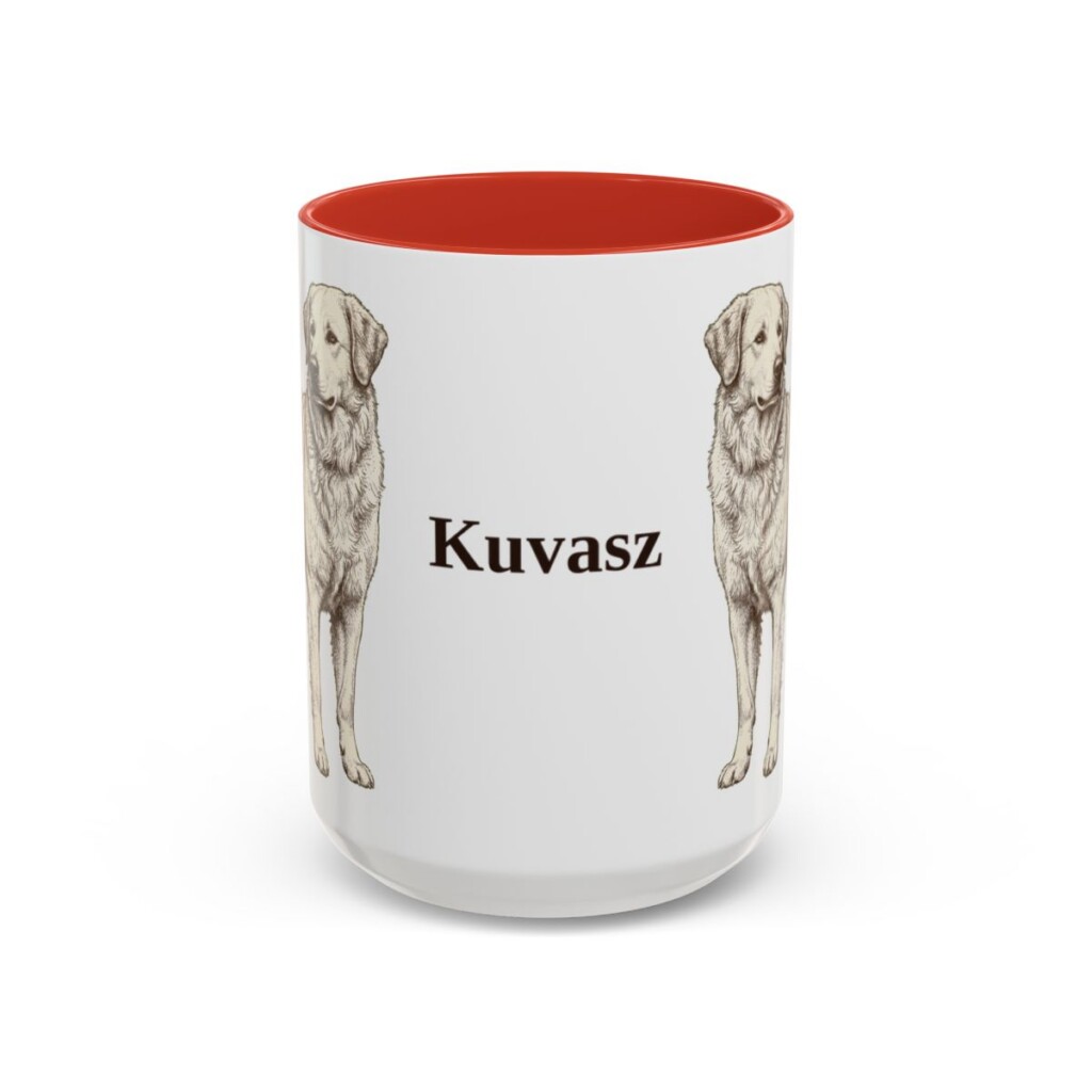 15oz Kuvasz Mug, Red, front view