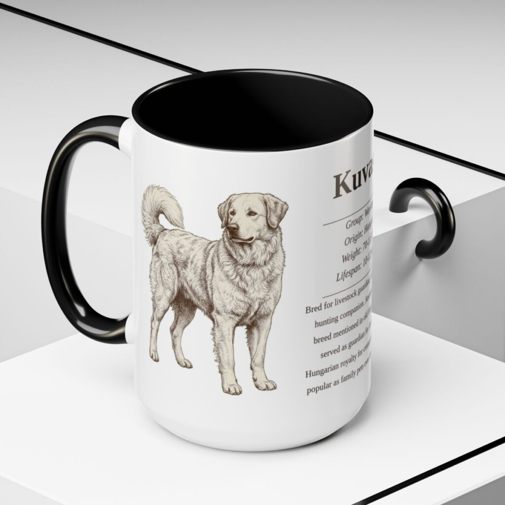 15oz Kuvasz Mug, Black, lifestyle photo