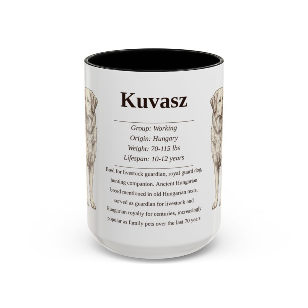 15oz Kuvasz Mug, Black, front view