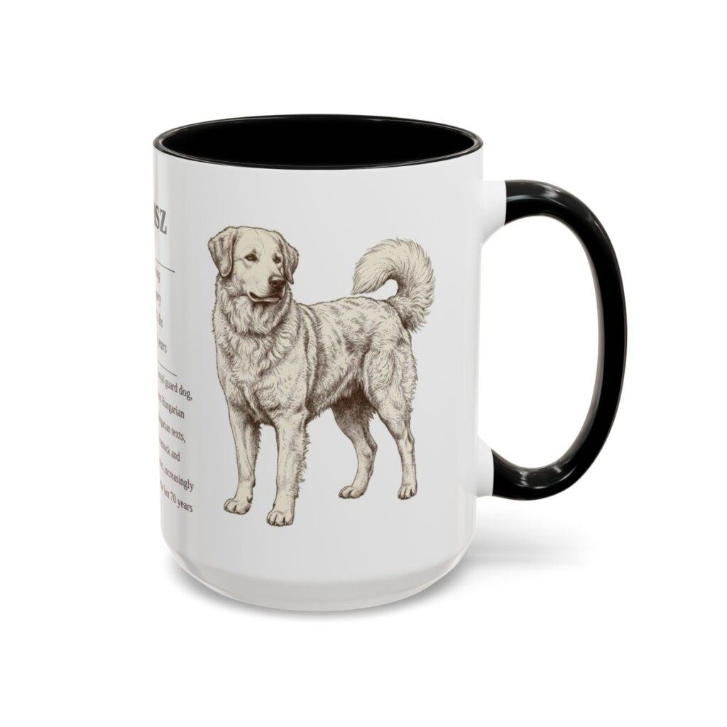 15oz Kuvasz Mug, Black, right side view