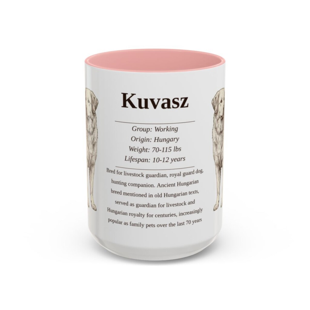 15oz Kuvasz Mug, Pink, front view