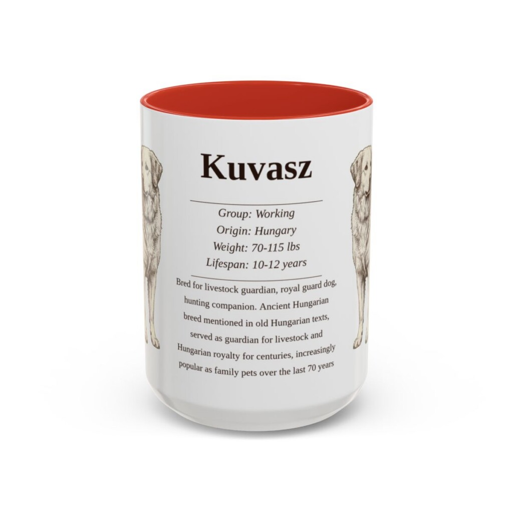 15oz Kuvasz Mug, Red, front view