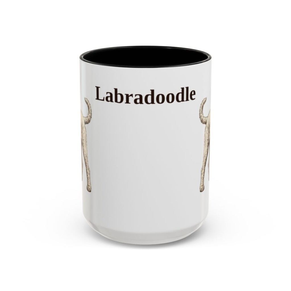 15oz Labradoodle Mug, Black, front view