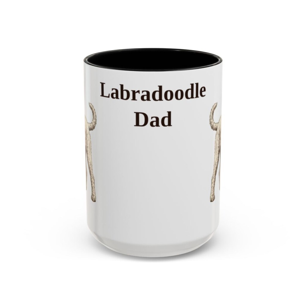 15oz Labradoodle Dog Dad Mug, Black, front view