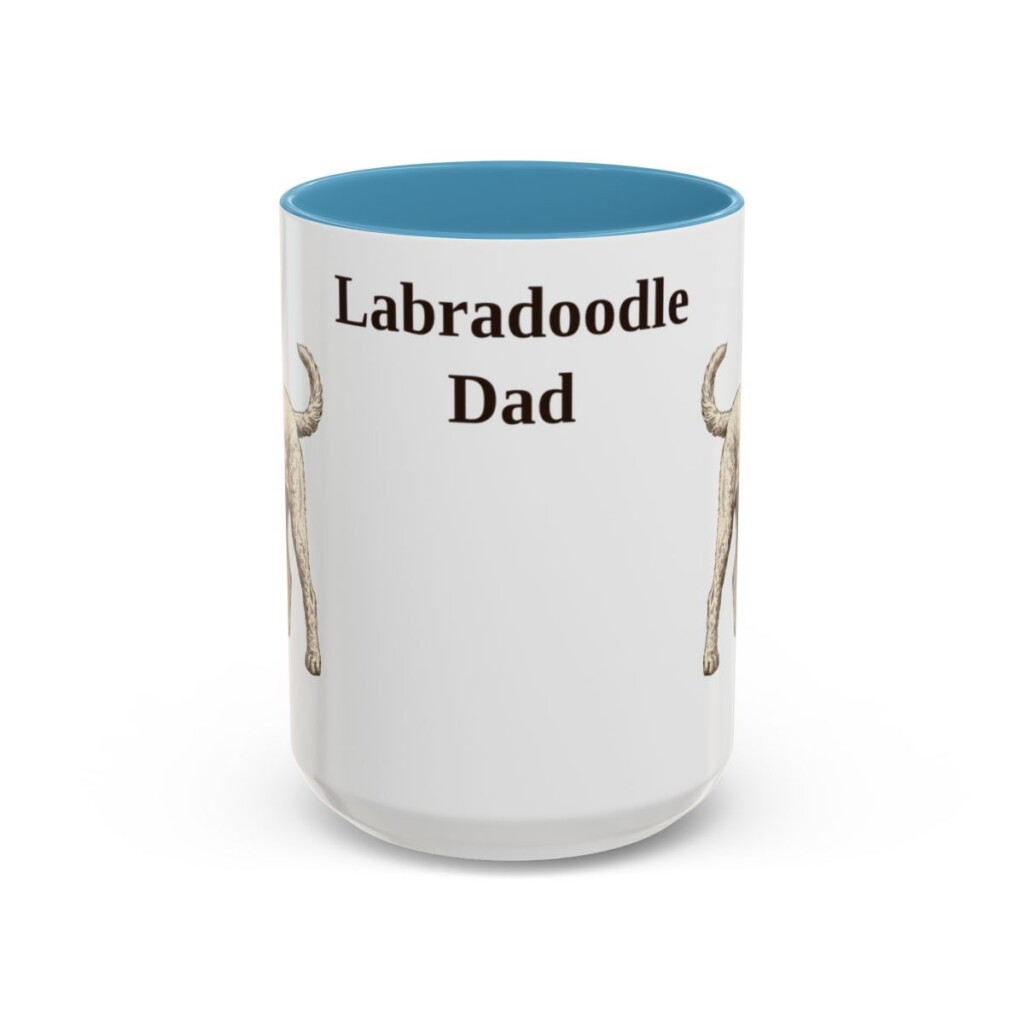 15oz Labradoodle Dog Dad Mug, Light Blue, front view