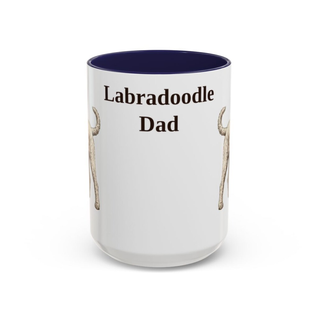 15oz Labradoodle Dog Dad Mug, Navy, front view