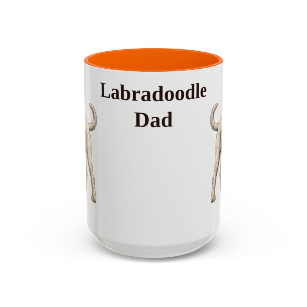 15oz Labradoodle Dog Dad Mug, Orange, front view