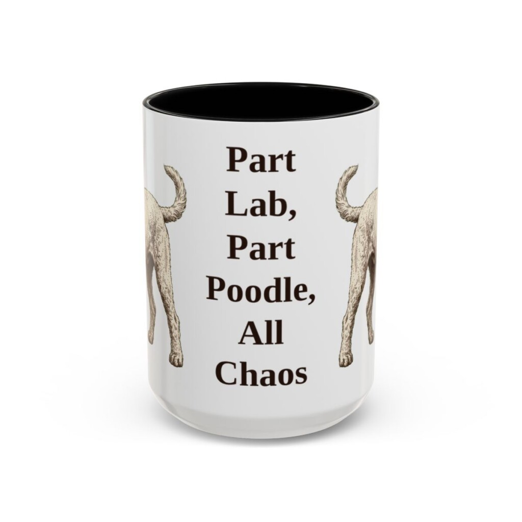 15oz Funny Labradoodle Mug, Black, front view