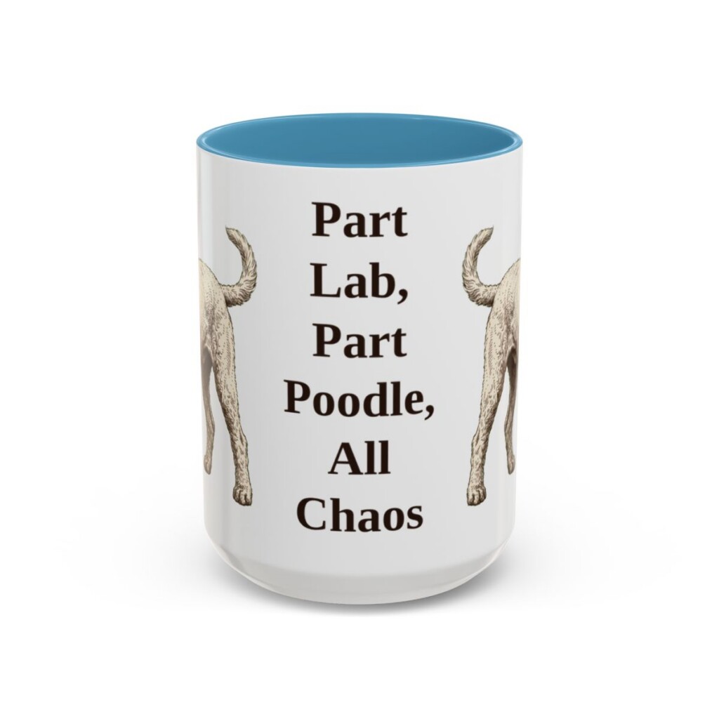 15oz Funny Labradoodle Mug, Light Blue, front view