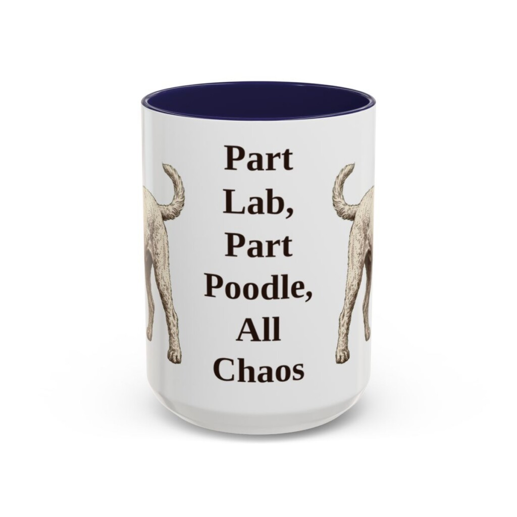 15oz Funny Labradoodle Mug, Navy, front view