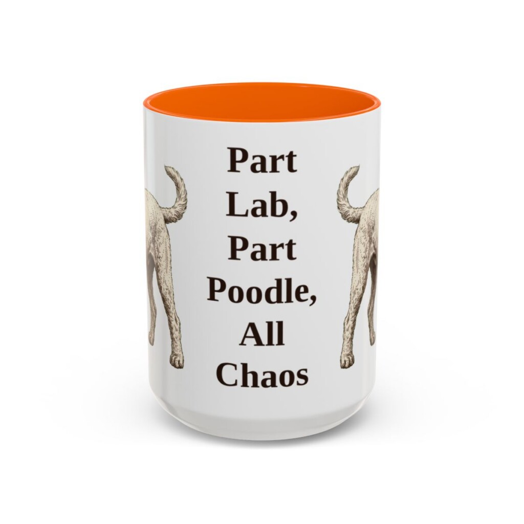 15oz Funny Labradoodle Mug, Orange, front view