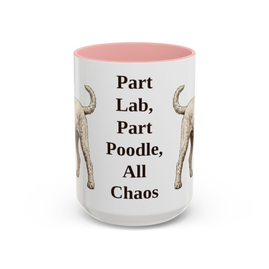 15oz Funny Labradoodle Mug, Pink, front view