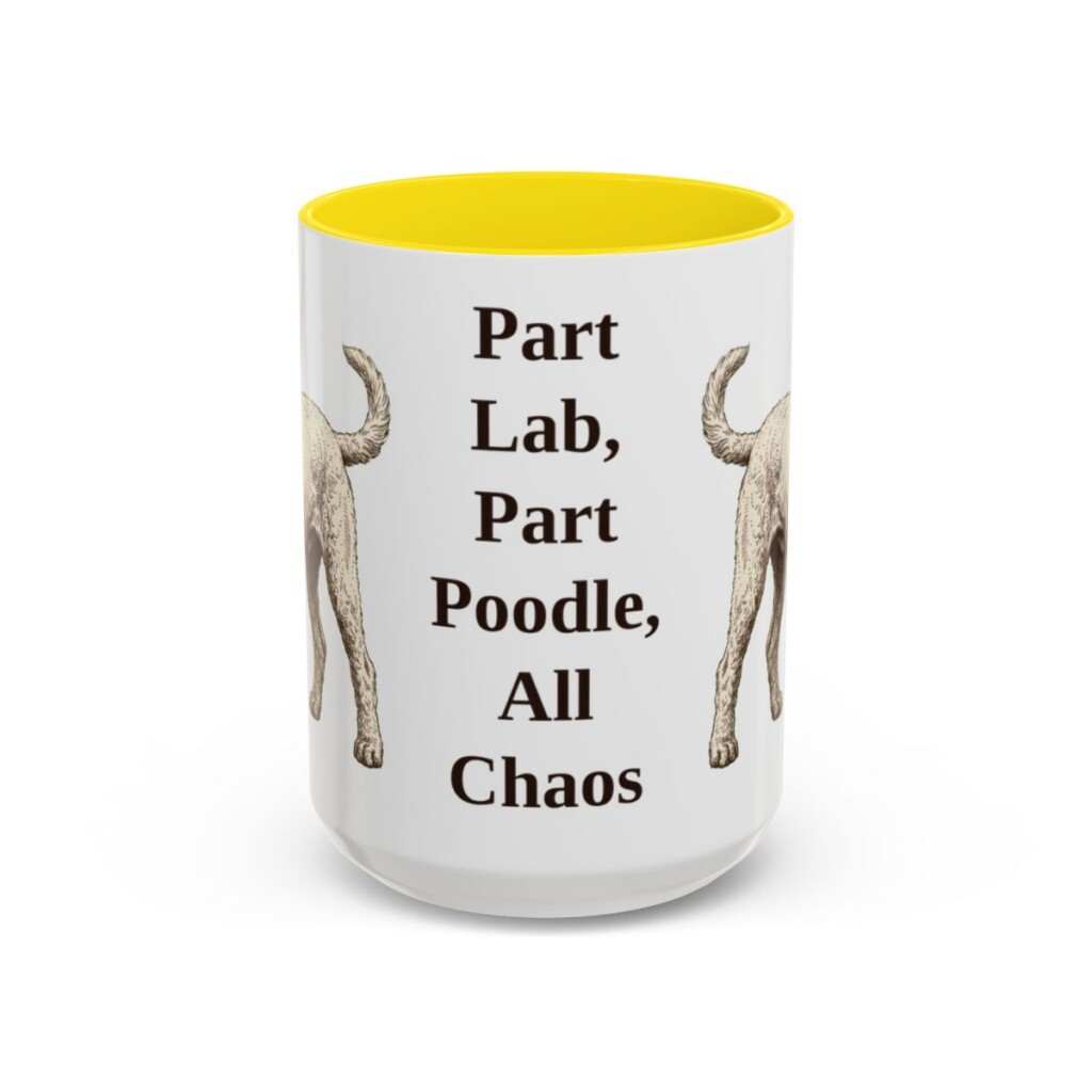15oz Funny Labradoodle Mug, Yellow, front view