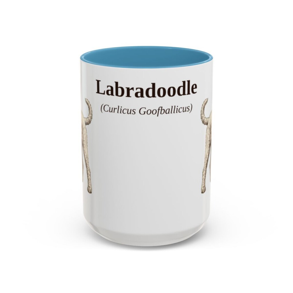 15oz-labradoodle-mug-latin-light-blue 15oz Labradoodle Latin Mug, Light Blue, front view