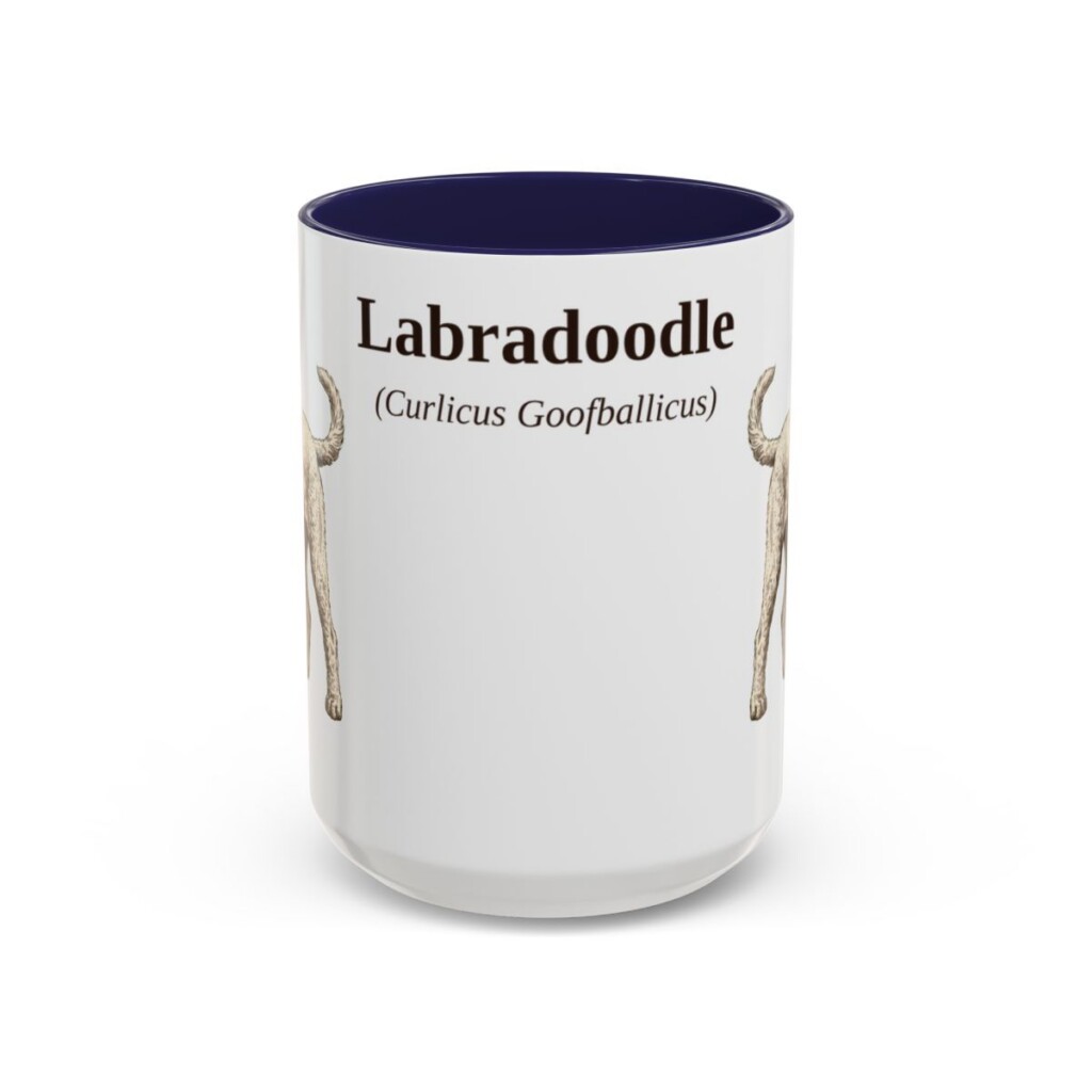 15oz-labradoodle-mug-latin-navy 15oz Labradoodle Latin Mug, Navy, front view